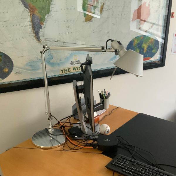 Lampe metal gris/chrome