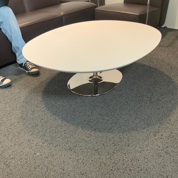 Table basse metal / bois blanc/chrome