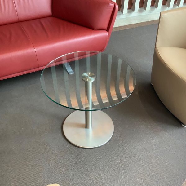 Table basse metal/verre chrome/transparent