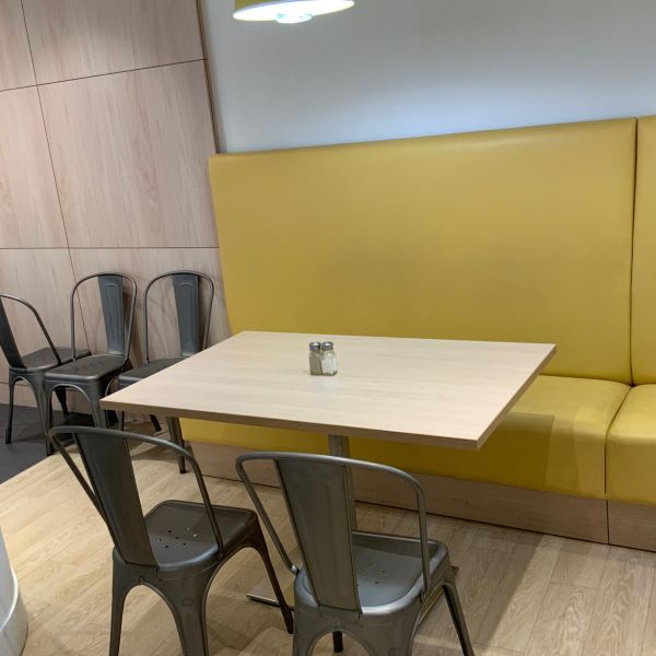 Banc restaurant cuir / bois jaune / bois