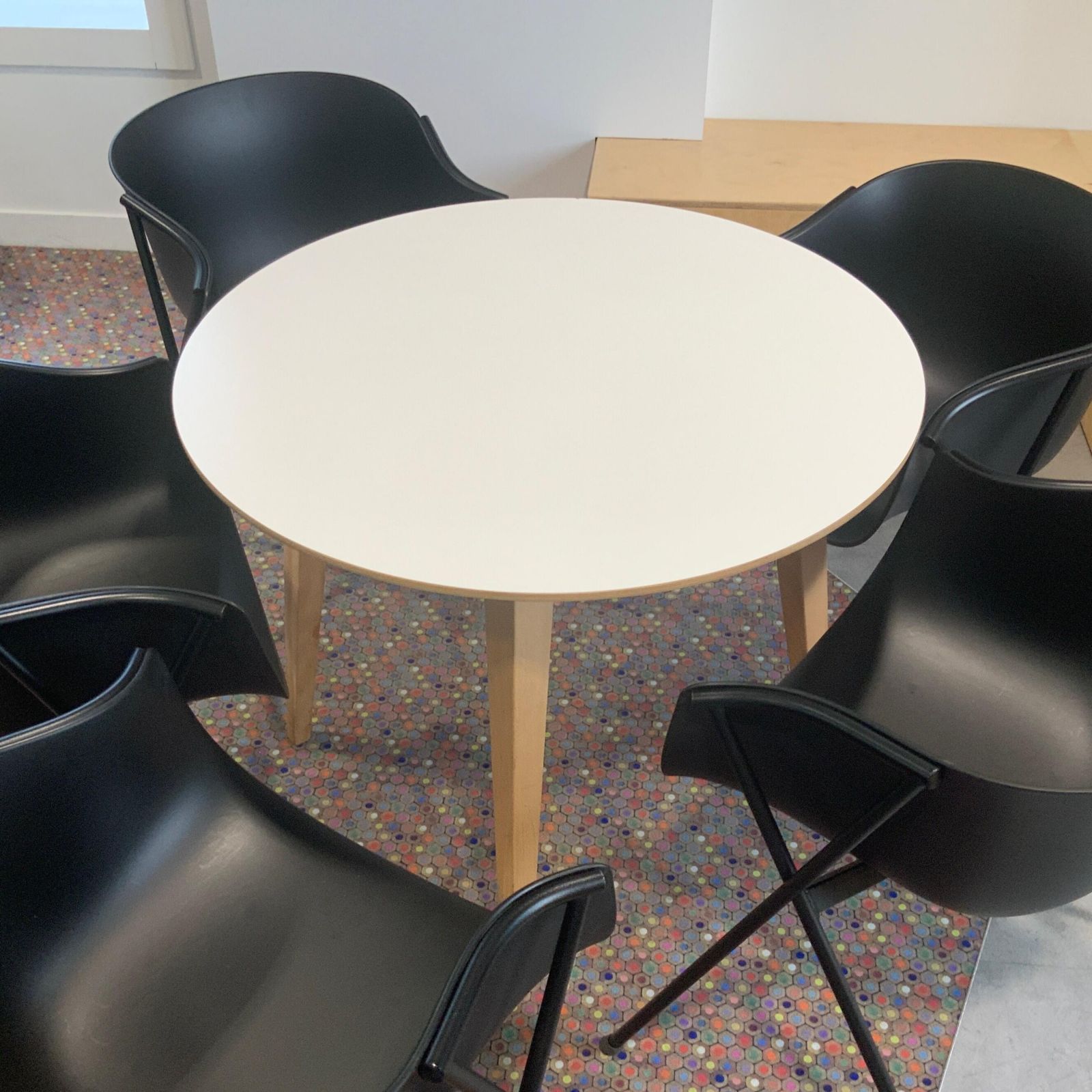 Table ronde bois bois/blanc