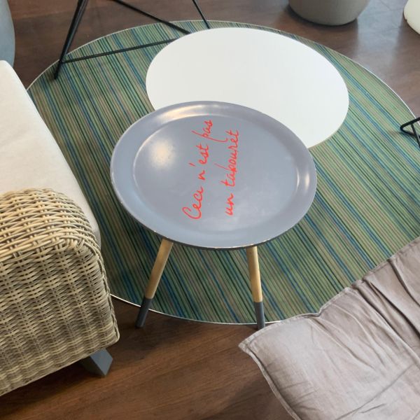 Table basse two tone bois blanc/ bois