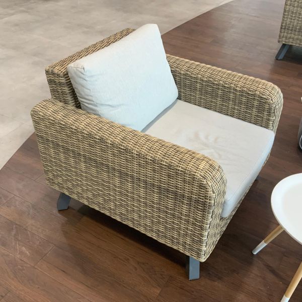 Fauteuil detente osier marron/blanc