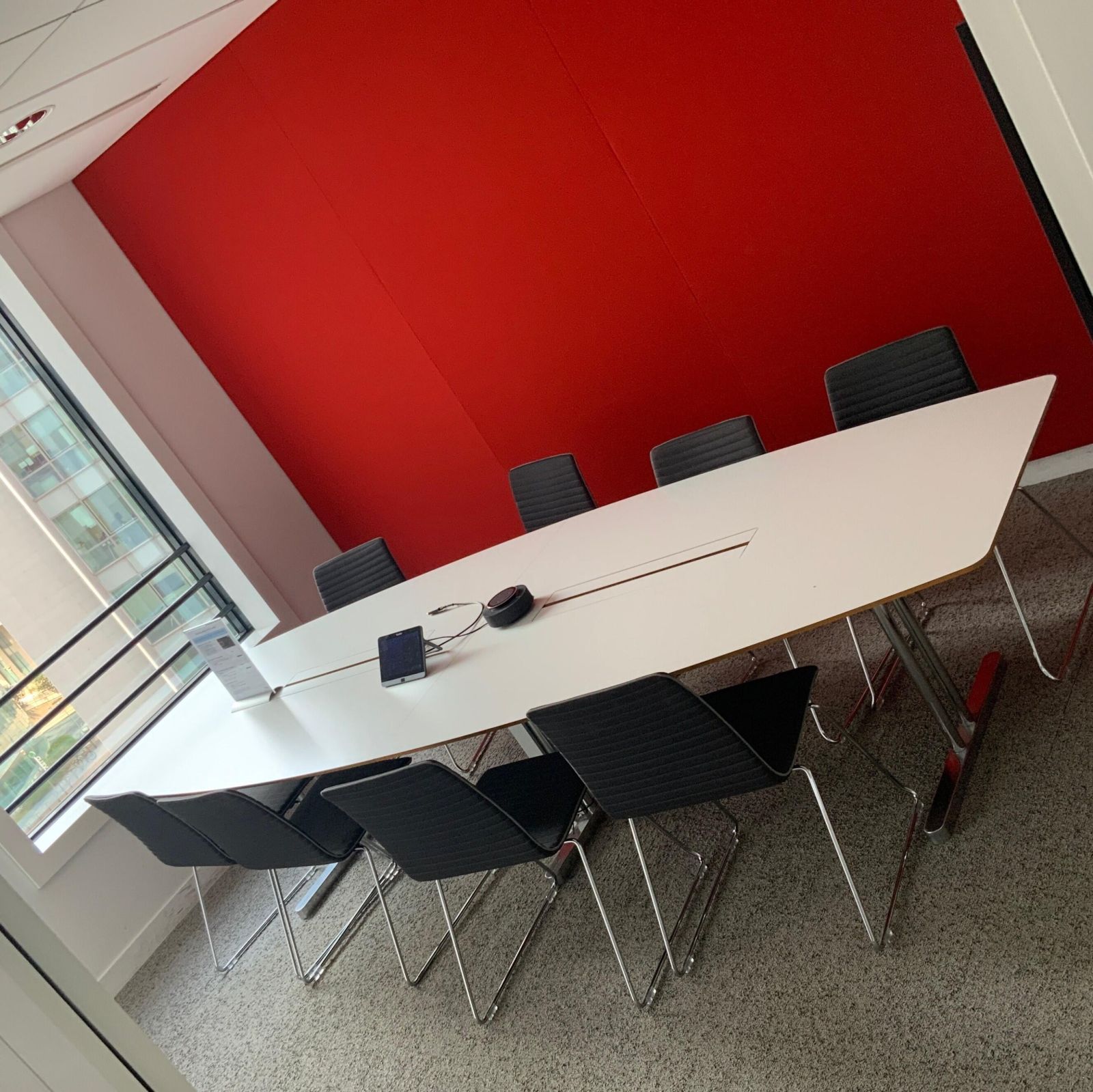 Table de reunion bois / metal blanc /chrome