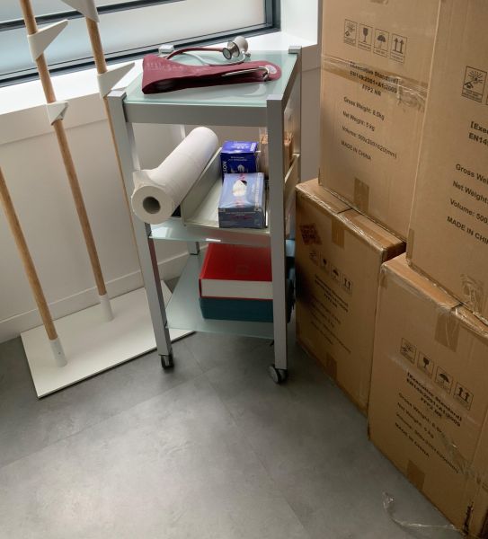 Desserte verre / metal gris/transparent