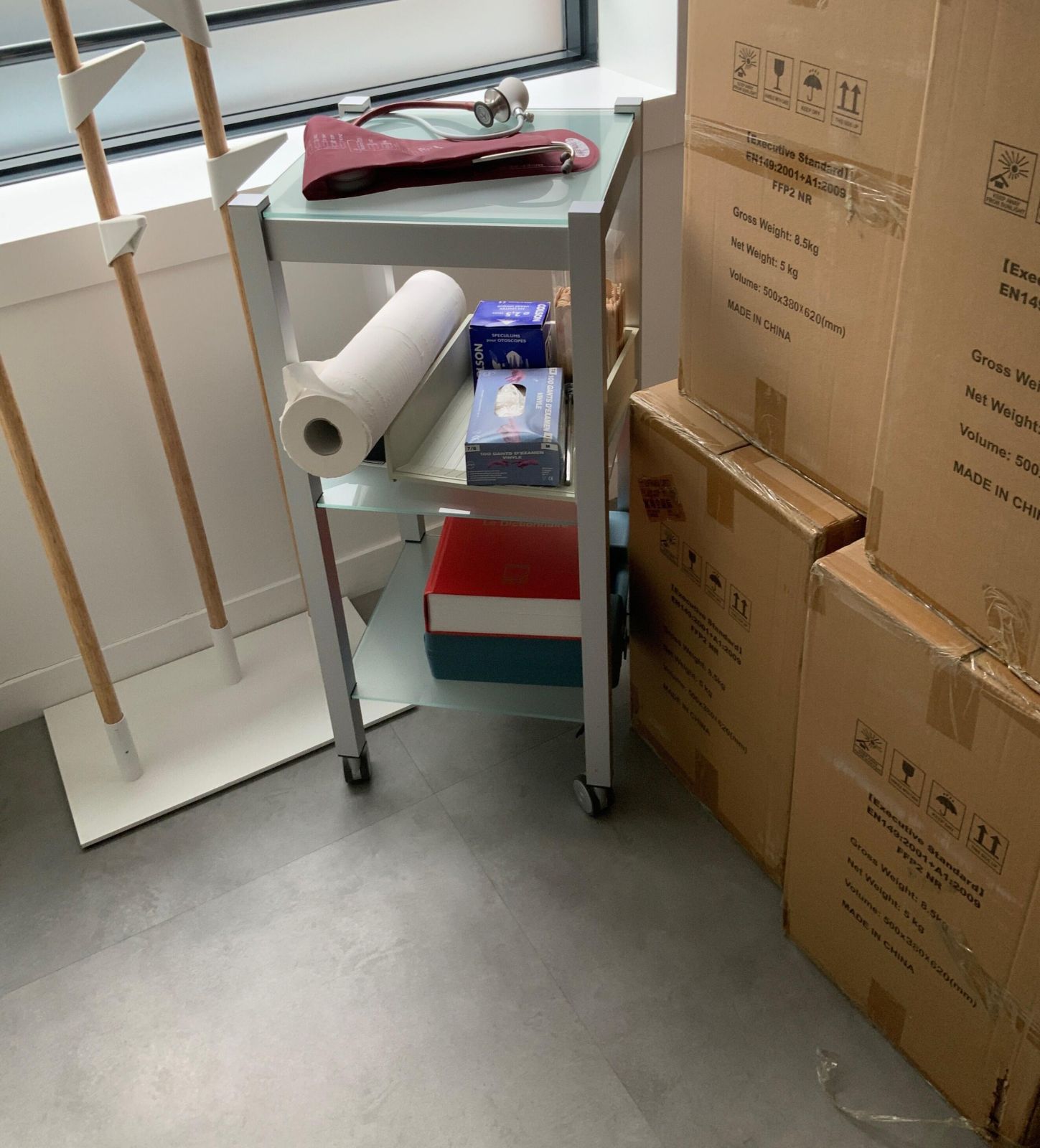 Desserte verre / metal gris/transparent