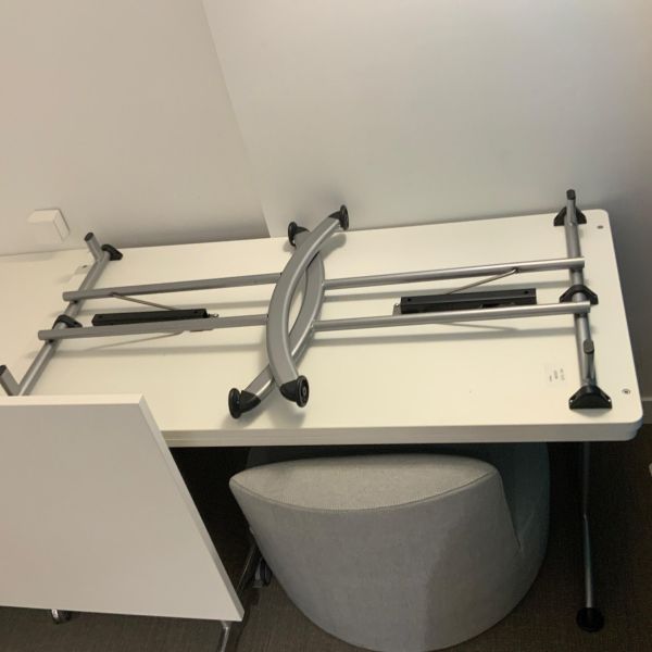 Table pliante buronomic bois / metal blanc/gris