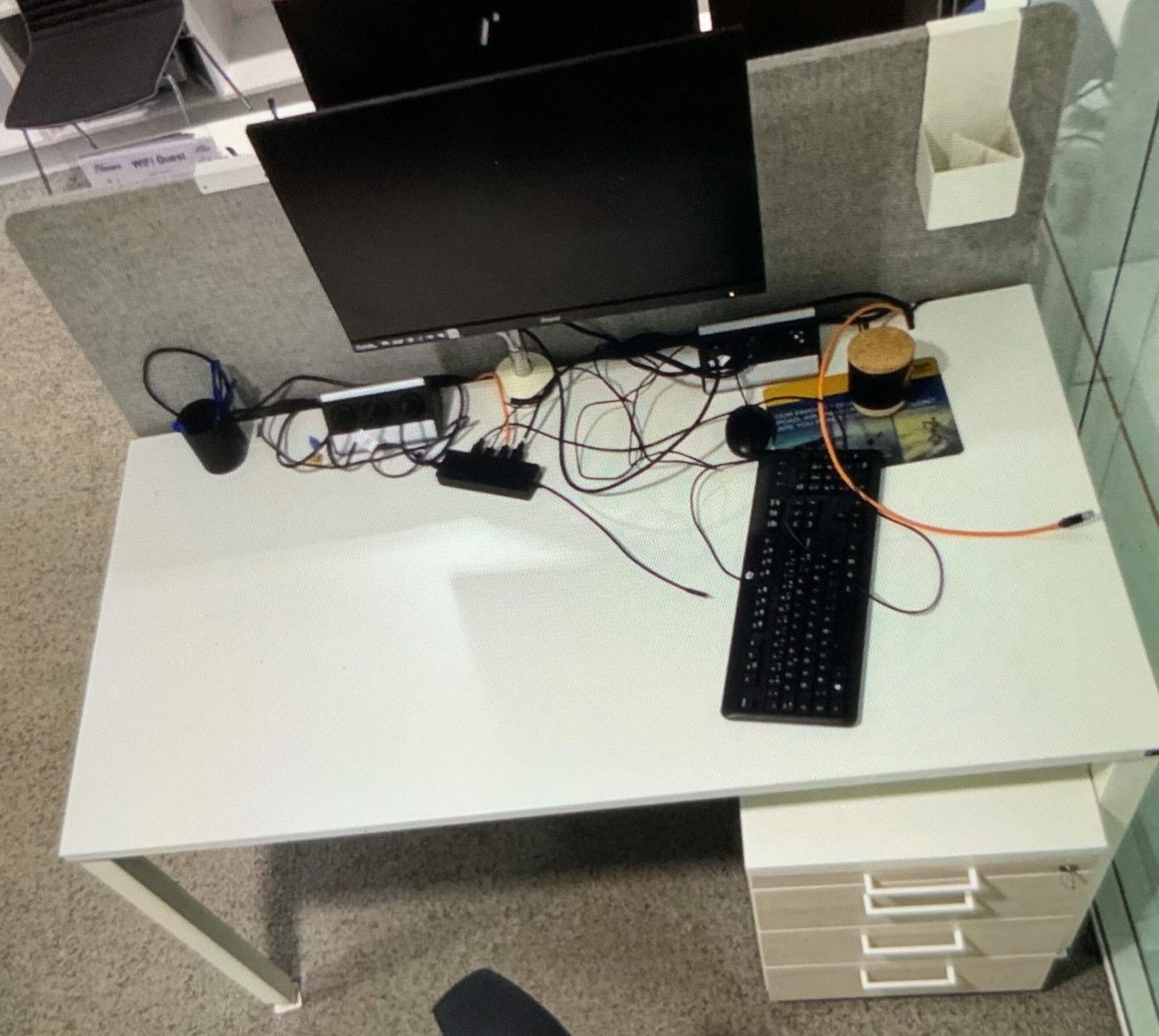 Bureau bois / metal blanc