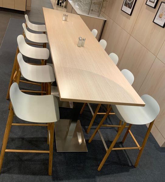 Table haute bois / metal bois / chrome