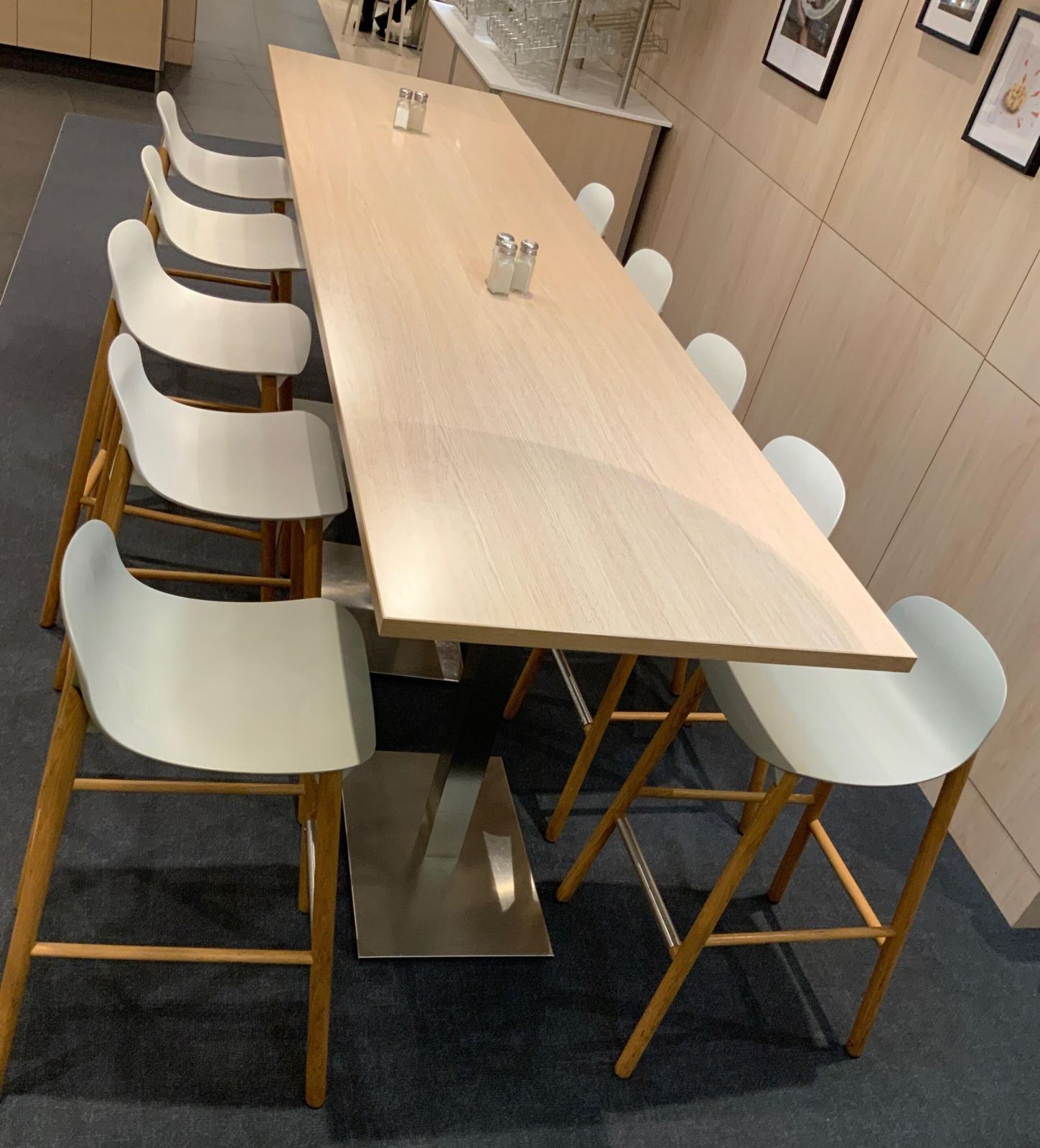 Table haute bois / metal bois / chrome