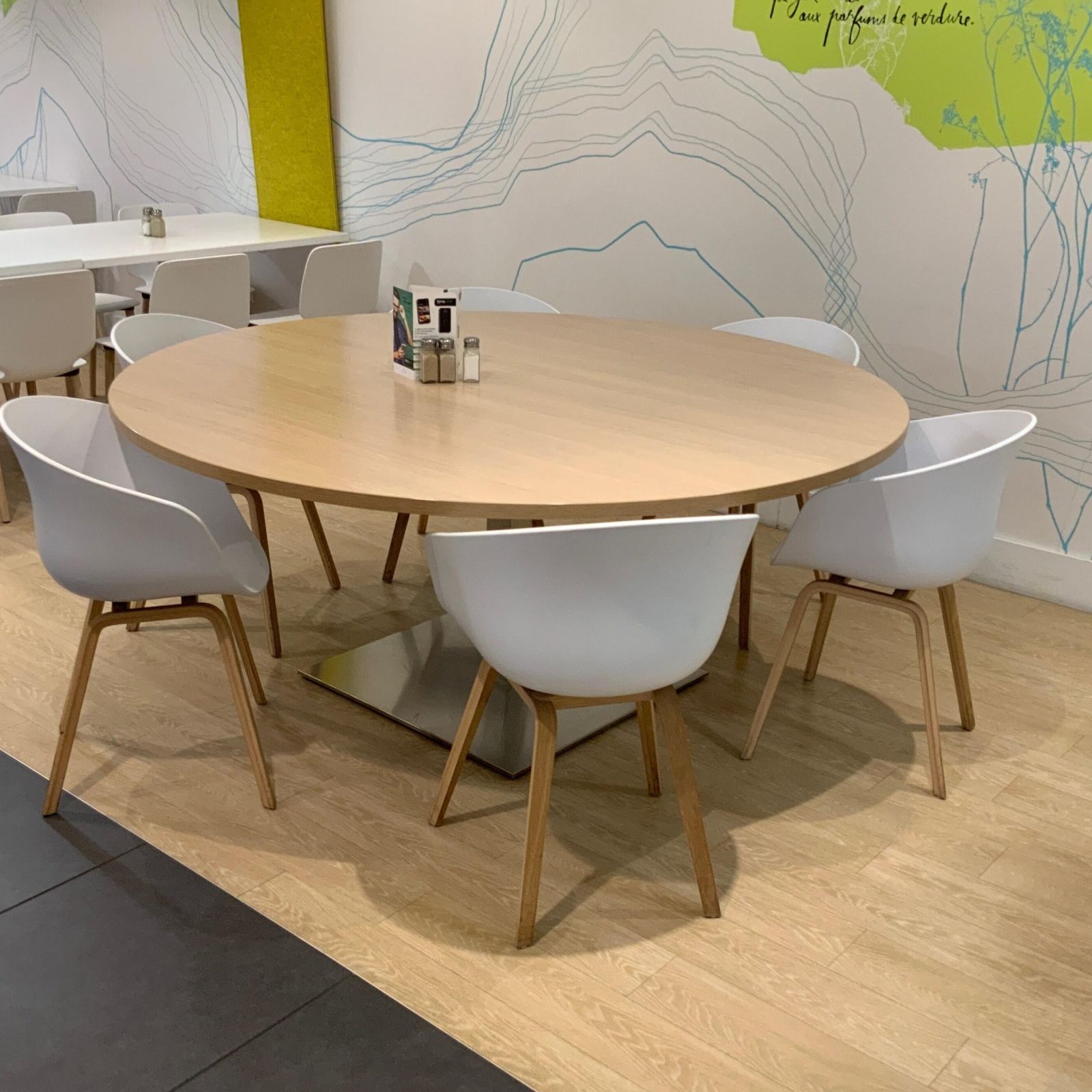 Table ronde bois / metal bois / chrome